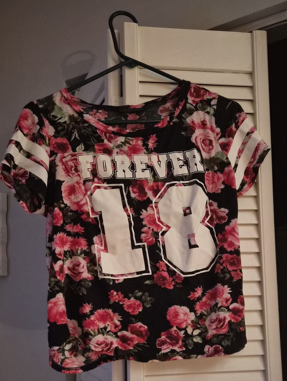 love J Black Floral 'Forever 18' Graphic Tee